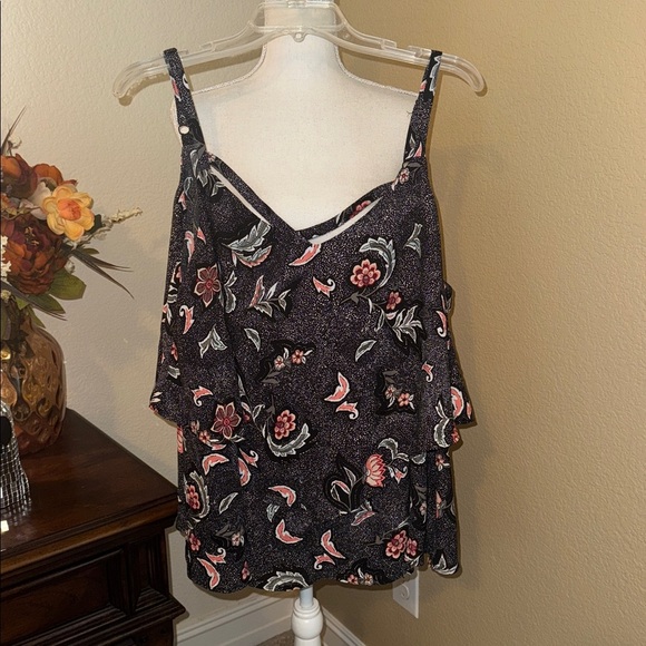 Torrid floral print layered crisscross cami Paisley Tank Blouse Top Sz 2X - Picture 3 of 4